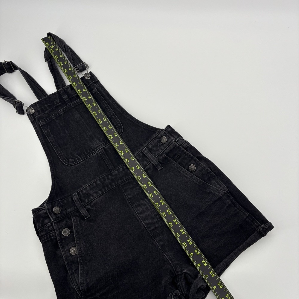 Madewell Denim Short Overalls Black Wash Raw Hem Women's Size XS - Picture 8 of 9